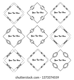 set of vector vintage frames on a white background