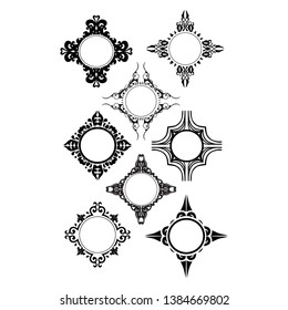 set of vector vintage frames on a white background
