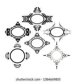 set of vector vintage frames on a white background