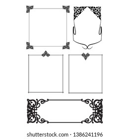 set of vector vintage frames on a white background