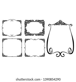 set of vector vintage frames on a white background