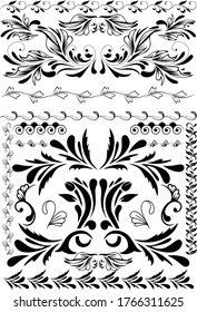 set of vector vintage frames on white background