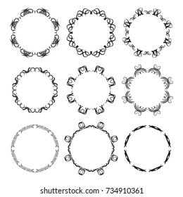 set of vector vintage frames on a white background