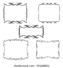 set of vector vintage frames on a white background