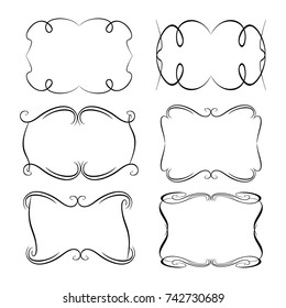 set of vector vintage frames on a white background