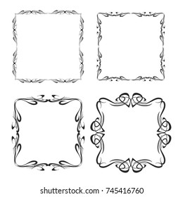 set of vector vintage frames on a white background