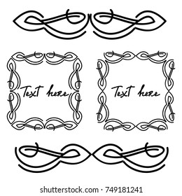 set of vector vintage frames on a white background