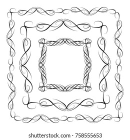 set of vector vintage frames on a white background