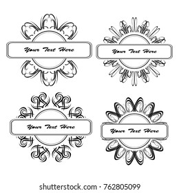 set of vector vintage frames on a white background