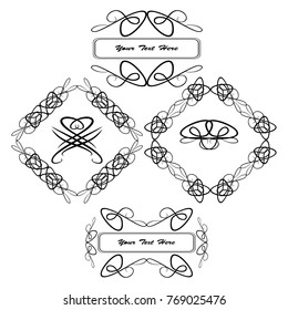 set of vector vintage frames on a white background