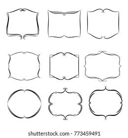 set of vector vintage frames on a white background