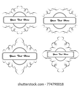 set of vector vintage frames on a white background