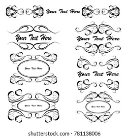 set of vector vintage frames on a white background
