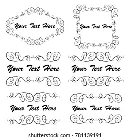 set of vector vintage frames on a white background