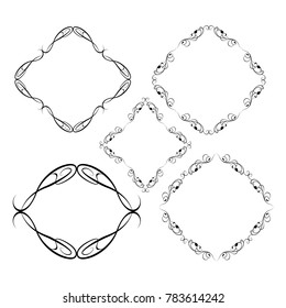 set of vector vintage frames on a white background