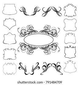 set of vector vintage frames on a white background