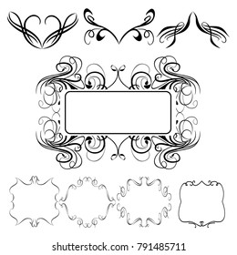 set of vector vintage frames on a white background