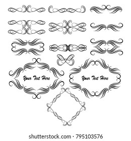 set of vector vintage frames on a white background