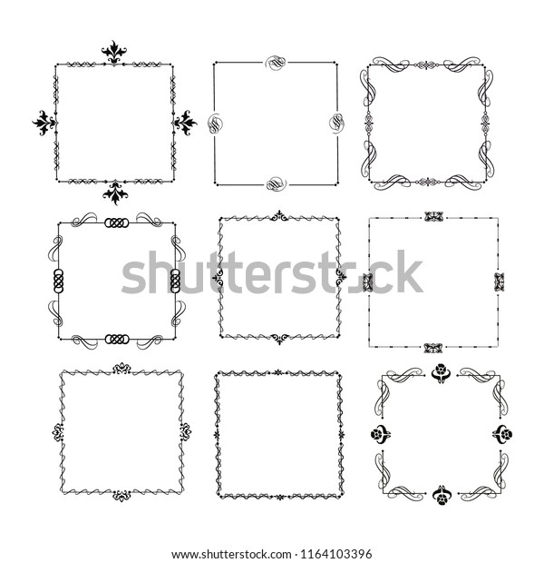 Set Vector Vintage Frames On White Stock Vector (Royalty Free) 1164103396