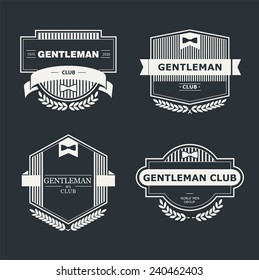 Set of vector vintage gentlemen club design elements, logo, emblem, stamp