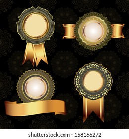 Set of vector  vintage golden design elements.