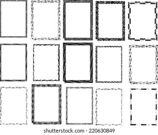 Set of Vector Vintage Grunge Black and White Distress Border Frame for your Design .