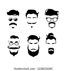 set of Vector vintage hairstyle barber shop logo for your design. barber hair and beard emblems