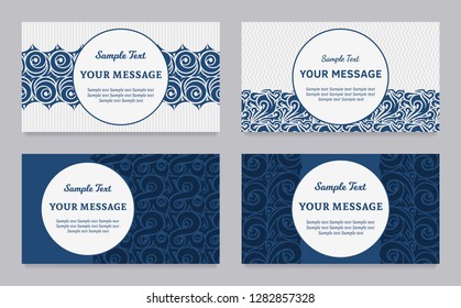 Set of vector vintage invitations, business cards or announcements.