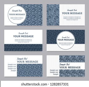 Set of vector vintage invitations, business cards or announcements.