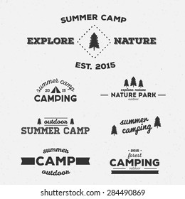 Set of vector vintage logos. Camping.