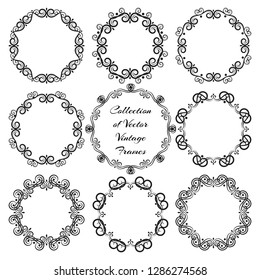 Set of vector vintage luxury frames. Calligraphy ornamental decorative square frames.
