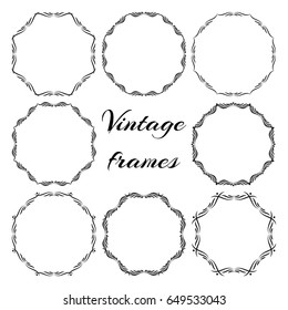 Set of vector vintage luxury frames.  Calligraphy ornamental decorative square frames. 