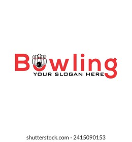 Conjunto de logotipo vectorial monocromo estilo bowling, Bowling ball e ilustración de bolas.