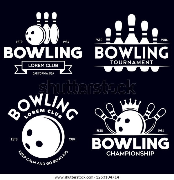 Set Vector Vintage Monochrome Style Bowling Stock Vector (Royalty Free ...