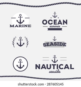 Nautical Label Anchor No 19 Set Stock Vector (Royalty Free) 588020234 ...