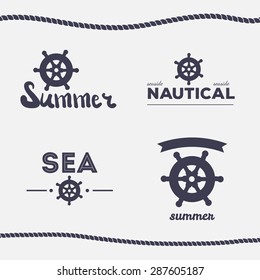 Set of vector vintage nautical logos
