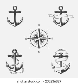 Set of vector vintage patterns on nautical theme. Icons and design elements.