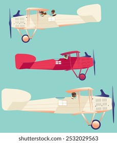 Set of vector vintage planes