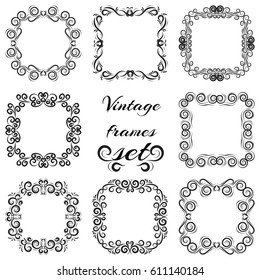 Set of vector vintage square  luxury frames.  Calligraphy ornamental decorative square frames. 