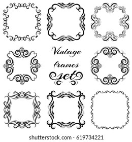 Set of vector vintage square luxury frames.  Calligraphy ornamental decorative square frames. 