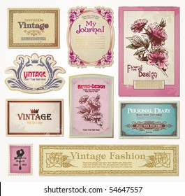 set of vector vintage tags