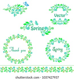 set vector Vintage template. Invitation design with plant pattern. background with botanical elements for text, watercolor illustration. wreath, round frame