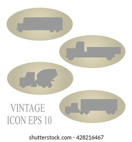 The set of the vector vintage vehicles. Vector icons.