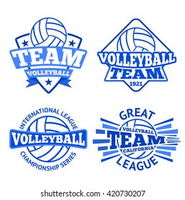 Set of vector volleyball badges, logo templates etc. 