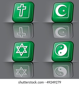 set of vector volume buttons with religious symbols