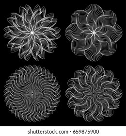 Set of vector vortex elements. Spirograph guilloche sign