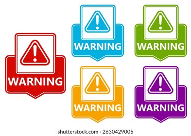 Establecer signo de advertencia de Vector. Ilustración vectorial de Plantilla de diseño de etiquetas de símbolo de aviso