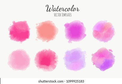 Set of vector Watercolor backgrounds. Isolated objects on white