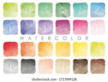 Set Of Vector Watercolor Backgrounds Isolated On A White Background. 