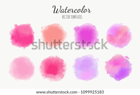 Set of vector Watercolor backgrounds. Isolated objects on white